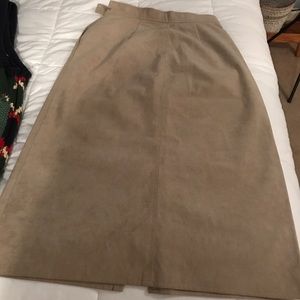 Warm taupe gathered soft ultra suede skirt